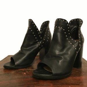Studded Vegan Leather Block Heel Ankle Boot